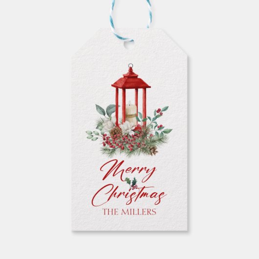 喜ばしいクリスマスバイブの花とランタンブーケ ギフトタグ (裏面)