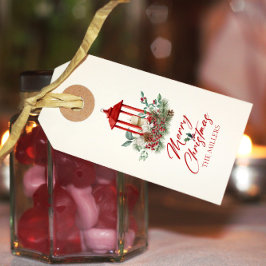 喜ばしいクリスマスバイブの花とランタンブーケ ギフトタグ