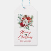 喜ばしいクリスマスバイブの花とリンゴの花束 ギフトタグ (裏面)