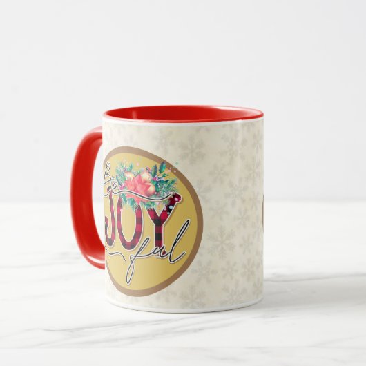 喜ばしいクリスマスプレゼント花デザイン詩引用文 マグカップ (正面左)