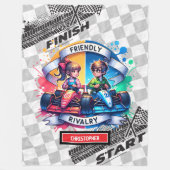 喜ばしいスポーツカーブランケットレーシングウォーターカラーボーイ フリースブランケット (正面)