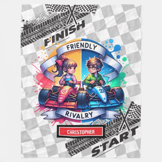 喜ばしいスポーツカーブランケットレーシングウォーターカラーボーイ フリースブランケット (正面)