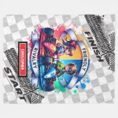 喜ばしいスポーツカーブランケットレーシングウォーターカラーボーイ フリースブランケット (正面(横))