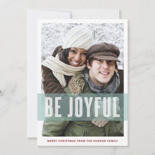 喜ばしいタイポグラフィフォトオーバーレイメリークリスマス シーズンカード (正面)