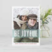 喜ばしいタイポグラフィフォトオーバーレイメリークリスマス シーズンカード (スタンド正面)