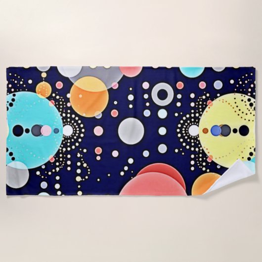 喜ばしいバブルの宇宙のビジョン ビーチタオル (正面)