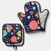 喜ばしいバブルの宇宙のビジョン 鍋つかみ&鍋敷きセット (正面/裏面)