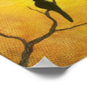 喜ばしいバードアートオンブランチゴールデンサンシャインブラウン ポスター (角)