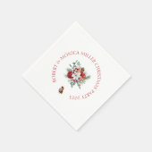 喜ばしいビービークリスマスフラワーと赤りんご花束 スタンダードカクテルナプキン (角)