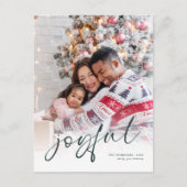 喜ばしいフォトオーバーレイ書道クリスマスホワイト シーズンポストカード (正面)