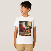 「喜ばしい交流：サンタクロースと子ども Tシャツ (正面フル)