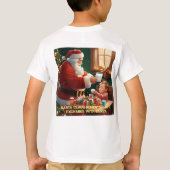 「喜ばしい交流：サンタクロースと子ども Tシャツ (裏面)