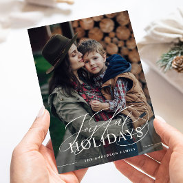 喜ばしい休暇 |スクリエレガントプト写真濃い青 シーズンカード