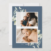 喜ばしい北極の冬の植物写真ブルー シーズンカード (裏面)