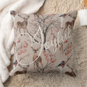 喜ばしい台本の森の動物クリスマス クッション (ブランケット)