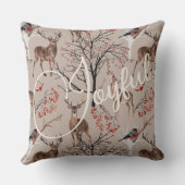 喜ばしい台本の森の動物クリスマス クッション (裏面)