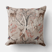 喜ばしい台本の森の動物クリスマス クッション (正面)