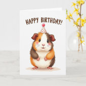 喜ばしい小動物の誕生日カード カード (黄色い花)