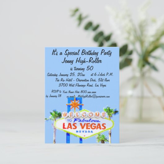 喜ばしい徴候を持つラスベガスのパーティの招待状 招待状 (スタンド正面)