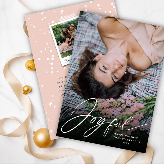 喜ばしい手書きスクリプトスタイリッシュクリスマスフォト シーズンカード