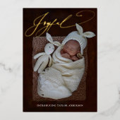 喜ばしい書道休日ホイル誕生のお知らせ 箔シーズンカード (正面)