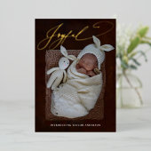 喜ばしい書道休日ホイル誕生のお知らせ 箔シーズンカード (立ち正面)