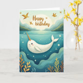 喜ばしい海の生き物の誕生日カード カード (黄色い花)