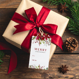 喜ばしい緑のメリークリスマス・クラフト ギフトタグ