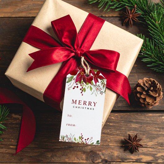 喜ばしい緑のメリークリスマス・クラフト ギフトタグ