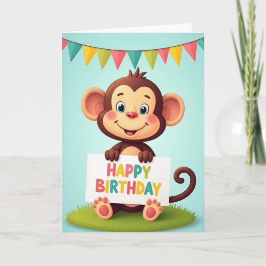 喜ばしい霊長類の誕生日カード カード (正面)