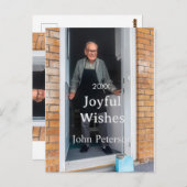 喜ばしい願いを追加する名前の写真男性の休日の年sim ポストカード (正面/裏面)