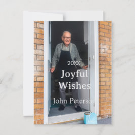 喜ばしい願いを追加する名前の写真男性の休日の年sim ポストカード