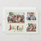 喜ばしい3枚の写真パーソナルメッセージクリスマス シーズンカード (正面)