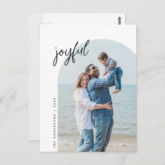 喜ばしい,家族写真,アーチのフレーム,挨拶 ポストカード (正面/裏面)