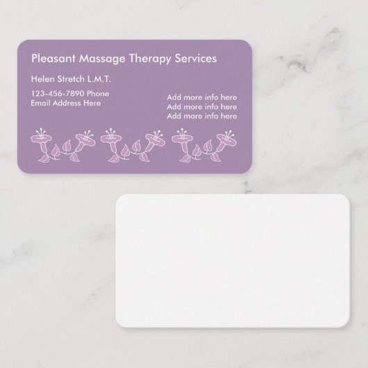 喜ばす認可されたマッサージセラピスト 名刺 (正面/裏面)