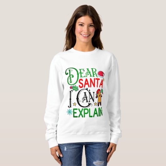 喜びおもしろいのデザインのクリスマスティー スウェットシャツ (正面フル)