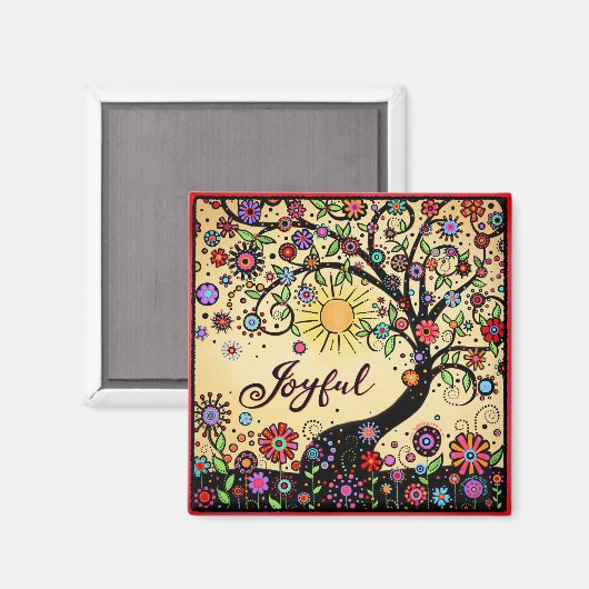 喜びかわいらしの木のカラフルフローラ マグネット (正面/裏面)