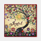 喜びかわいらしの木のカラフルフローラ マグネット (正面)