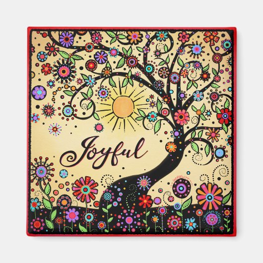 喜びかわいらしの木のカラフルフローラ マグネット (正面)