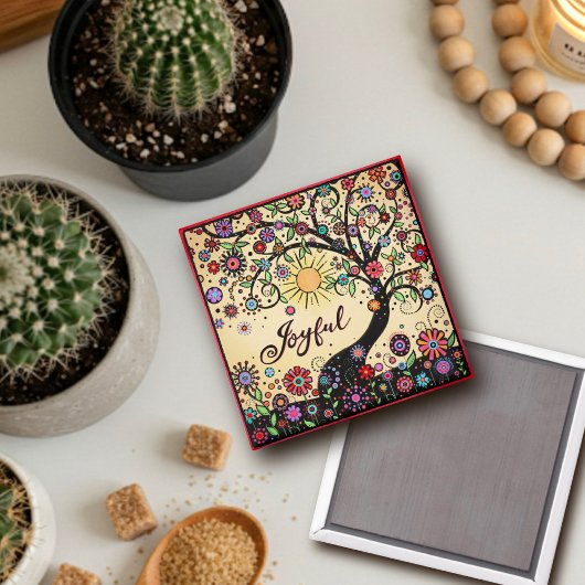 喜びかわいらしの木のカラフルフローラ マグネット