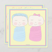 喜びが2倍!双子の男の子と女の子のシャワー招待状 招待状 (正面/裏面)