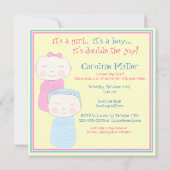 喜びが2倍!双子の男の子と女の子のシャワー招待状 招待状 (裏面)