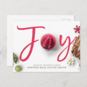 喜びとクリスマスオーナメント | 休日の挨拶 シーズンポストカード (正面/裏面)