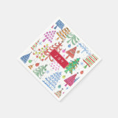 喜びとクリスマスツリーパターンかわいいタイポグラフィ スタンダードカクテルナプキン (角)