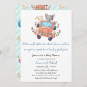 喜びとハウリングかわいい狼の男の子ベビーシャワーInvita 招待状 (正面/裏面)