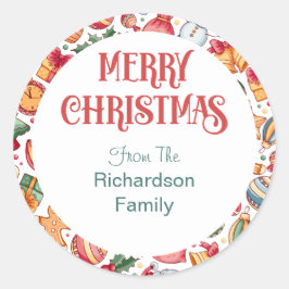 喜びとフェスティバルメリークリスマス封筒用シール ラウンドシール