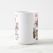 喜びと一緒に乗る – まだらの馬にかわいい女性のカーボーイ» コーヒーマグカップ (中央)