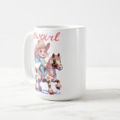喜びと一緒に乗る – まだらの馬にかわいい女性のカーボーイ» コーヒーマグカップ (正面左)