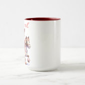 喜びと一緒に乗る – まだらの馬にかわいい女性のカーボーイ» マグカップ (中央)