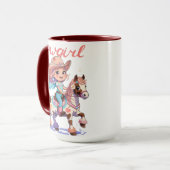 喜びと一緒に乗る – まだらの馬にかわいい女性のカーボーイ» マグカップ (正面左)